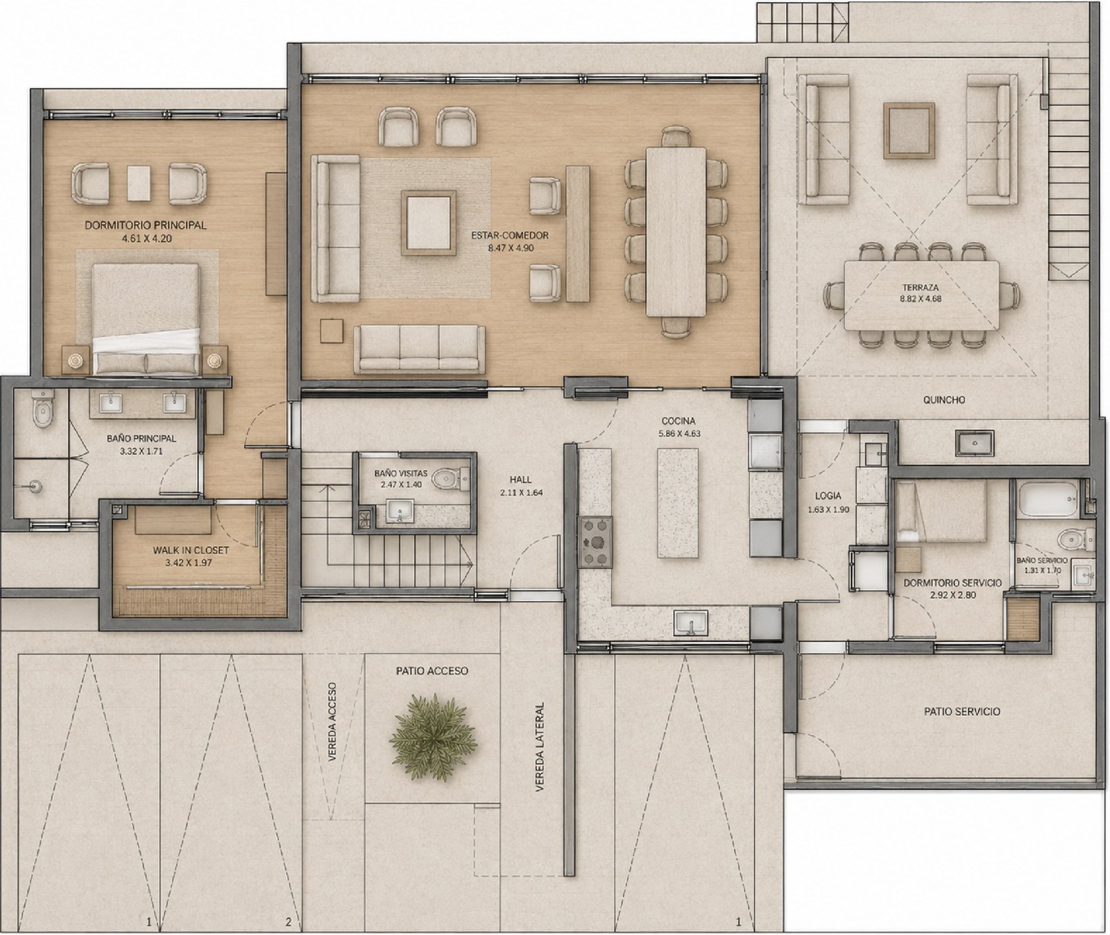 Planta del segundo piso, casa tipo D